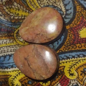 Rhodonite Stone Teardrop Plugs 3/4"
